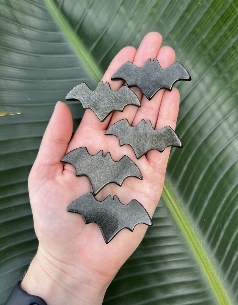 Gold Sheen Obsidian Bat Carving