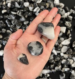 Grade B Tourmalinated Quartz Tumbled Stones; 3 sizes available, purchase bulk