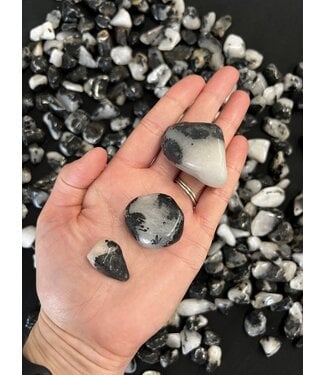Grade B Tourmalinated Quartz Tumbled Stones; 3 sizes available, purchase bulk