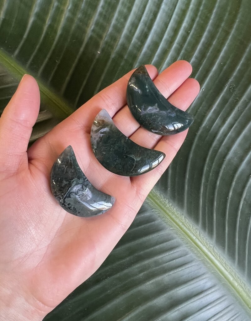 Moss Agate Moon, Size Baby [1-24gr]