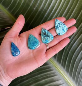 Shattuckite Cabochon; Drilled Hole, Teardrop Shape, Size Large *disc.*