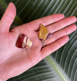 Mookaite Jasper Cabochon; Drilled Hole, Triangle Shape, Size Large *disc.*