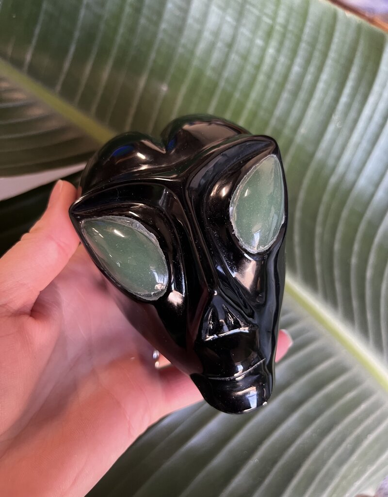 Large Black Obsidian Alien Skull #3, 918gr *disc.*