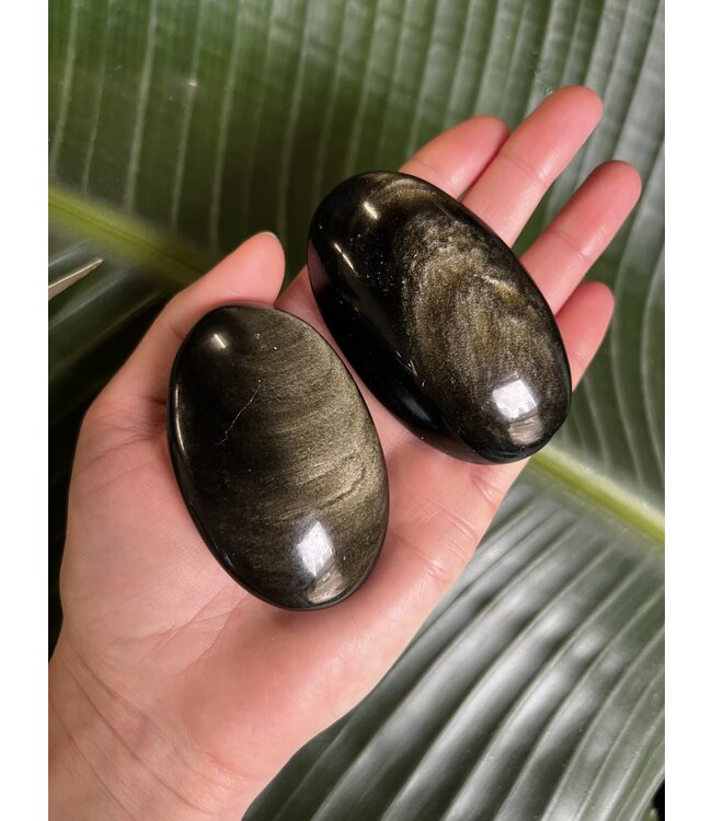 Gold Sheen Obsidian Palm Stone, Size Small [75-99gr]
