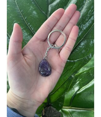 Silver Chain Natural Keychain, Amethyst *disc.*