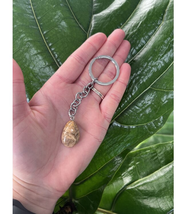 Silver Chain Natural Keychain, Crazy Lace Agate *disc.*