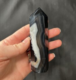 Banded Black Agate Point, Size XX-Large [125-149gr]