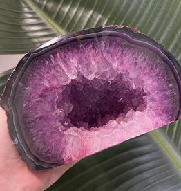 Pink Agate Geode Cut Base Size 17 [1600-1699gr]