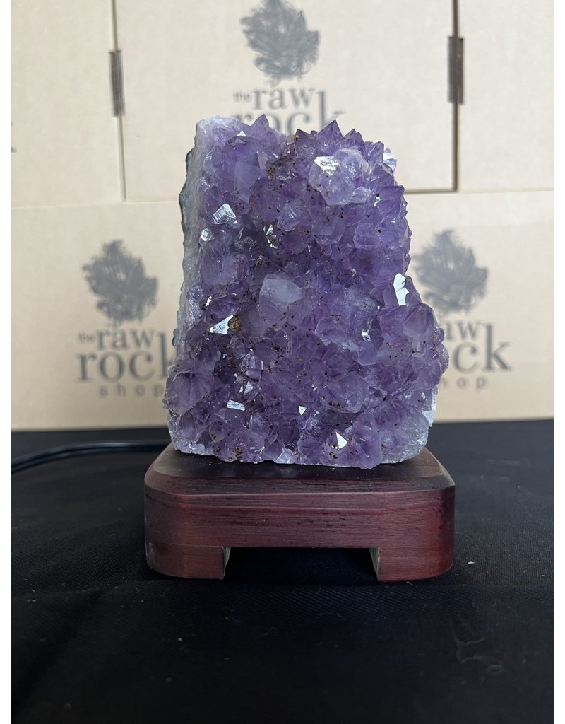 Amethyst Lamp with wood base #52, 1.4kg