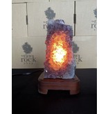 Amethyst Lamp with wood base #54, 1.056kg