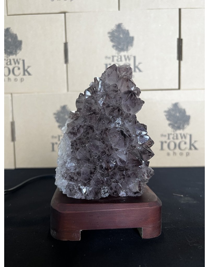 Amethyst Lamp with wood base #55, 1.254kg