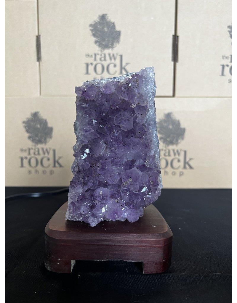 Amethyst Lamp with wood base #56, 1.202kg