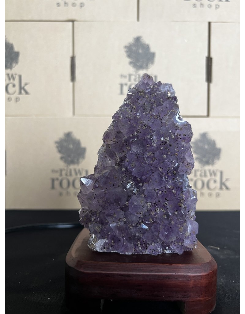 Amethyst Lamp with wood base #59, 1.032kg