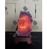 Amethyst Lamp with wood base #61, 1.308kg