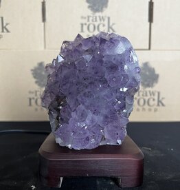 Amethyst Lamp with wood base #63, 1.528kg *disc.*