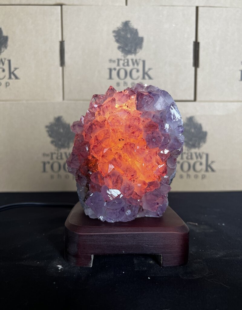 Amethyst Lamp with wood base #63, 1.528kg *disc.*