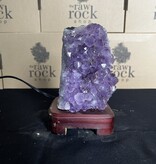 Amethyst Lamp with wood base #65, 1.526kg *disc.*