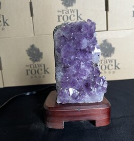 Amethyst Lamp with wood base #73, 1.088kg *disc.*