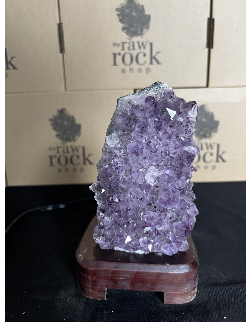 Amethyst Lamp with wood base #76, 1.094kg