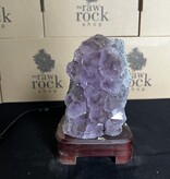 Amethyst Lamp with wood base #81, 1.298kg *disc.*