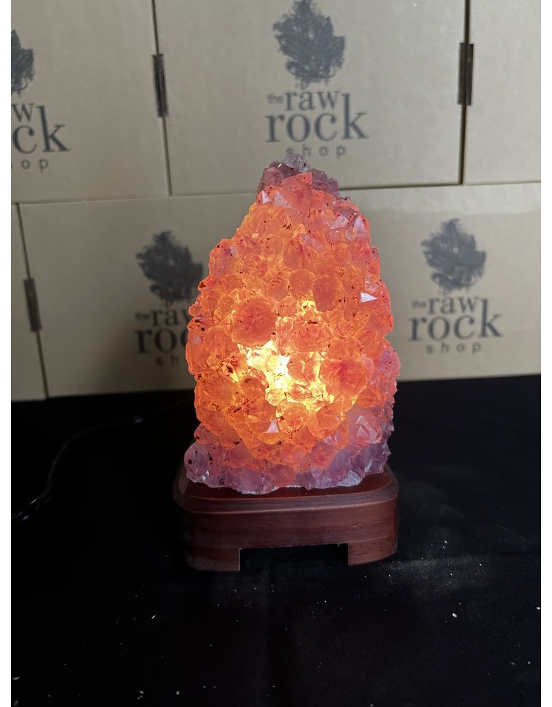 Amethyst Lamp with wood base #83, 1.506kg