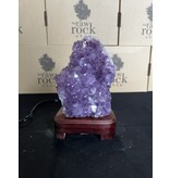 Amethyst Lamp with wood base #88, 1.512kg