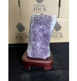 Amethyst Lamp with wood base #89, 1.142kg