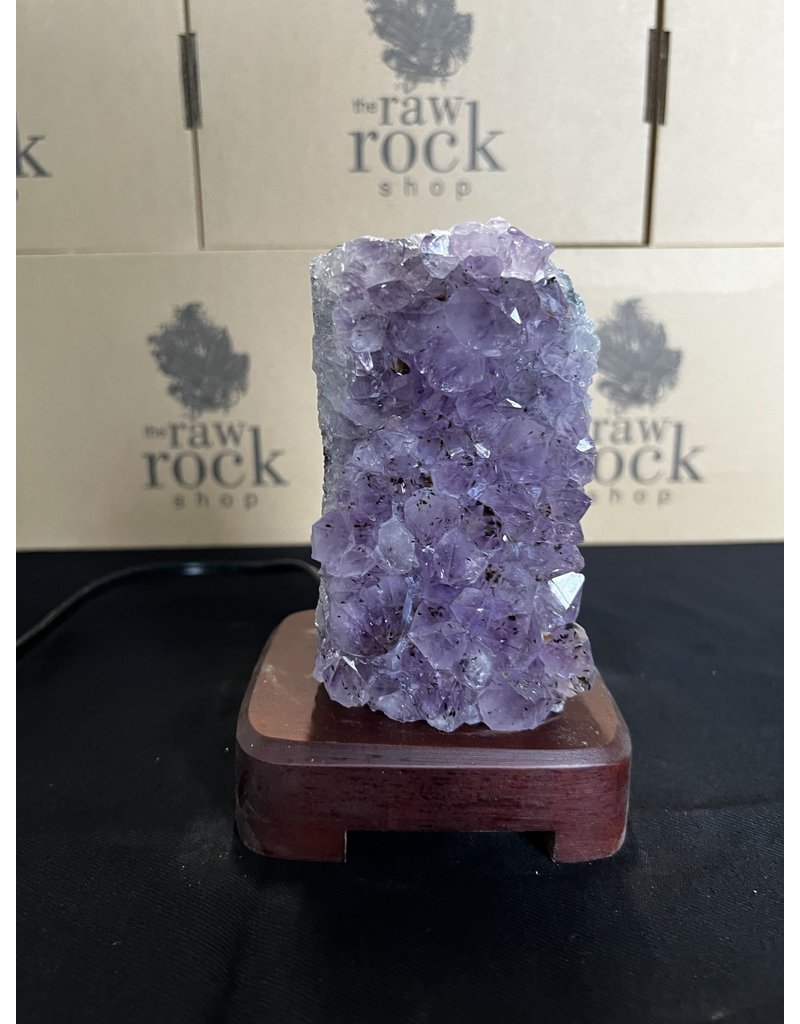 Amethyst Lamp with wood base #90, 1.098kg