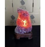 Amethyst Lamp with wood base #95, 1.408kg