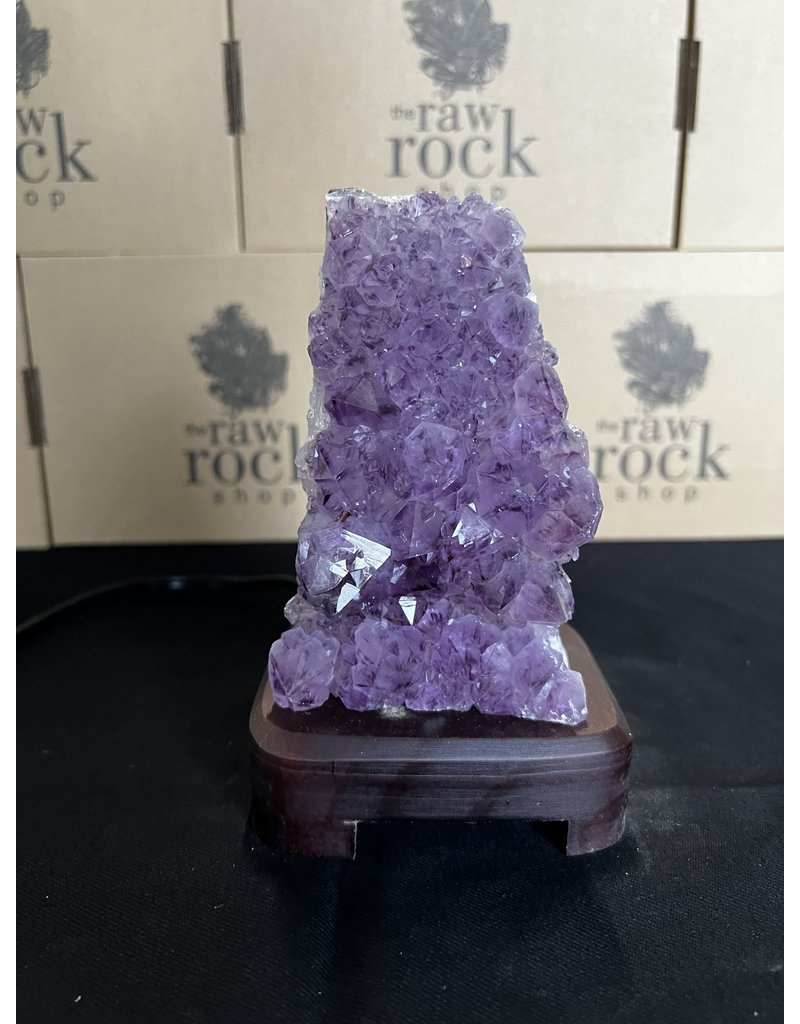 Amethyst Lamp with wood base #96, 1.294kg