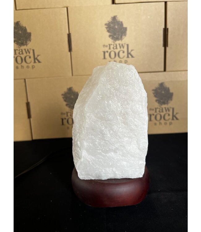 Milky Quartz Lamp, wooden base with Standard bulb/cord, #29, 1.962kg *disc.*