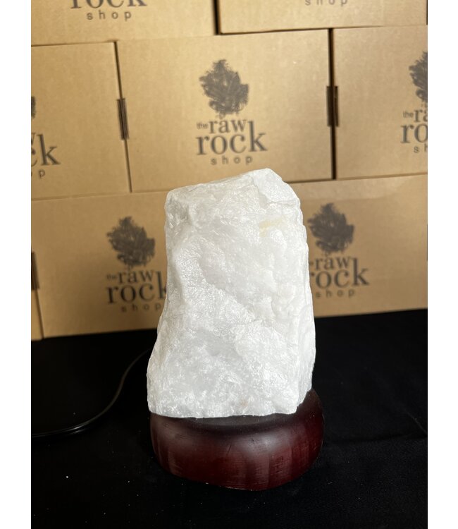Milky Quartz Lamp, wooden base with Standard bulb/cord, #31, 1.84kg *disc.*