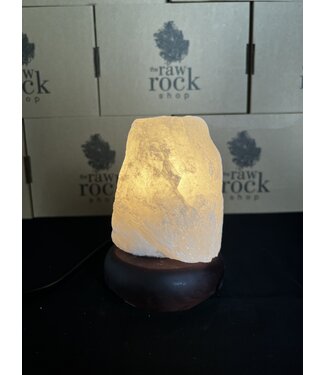 Milky Quartz Lamp, wooden base with Standard bulb/cord, #32, 1.696kg *disc.*