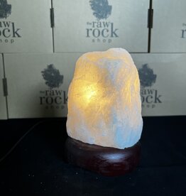 Milky Quartz Lamp, wooden base with Standard bulb/cord, #37, 2.014kg *disc.*