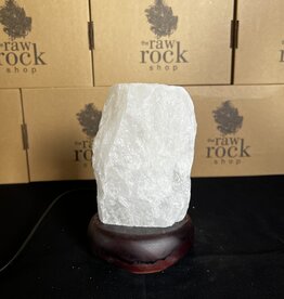 Milky Quartz Lamp, wooden base with Standard bulb/cord, #43, 1.708kg *disc.*