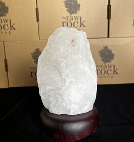 Milky Quartz Lamp, wooden base with Standard bulb/cord, #44, 1.812kg *disc.*