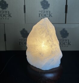 Milky Quartz Lamp, wooden base with Standard bulb/cord, #45, 1.612kg *disc.*