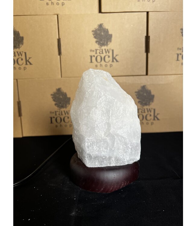 Milky Quartz Lamp, wooden base with Standard bulb/cord, #50, 1.68kg *disc.*