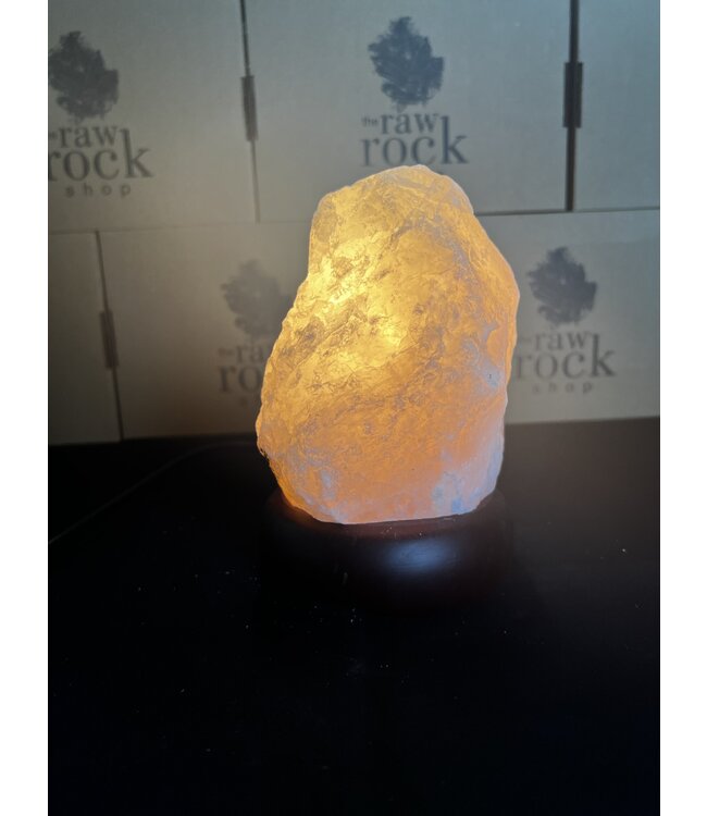 Rose Quartz Lamp, wooden base with Standard bulb/cord, #29, 2.234kg *disc.*