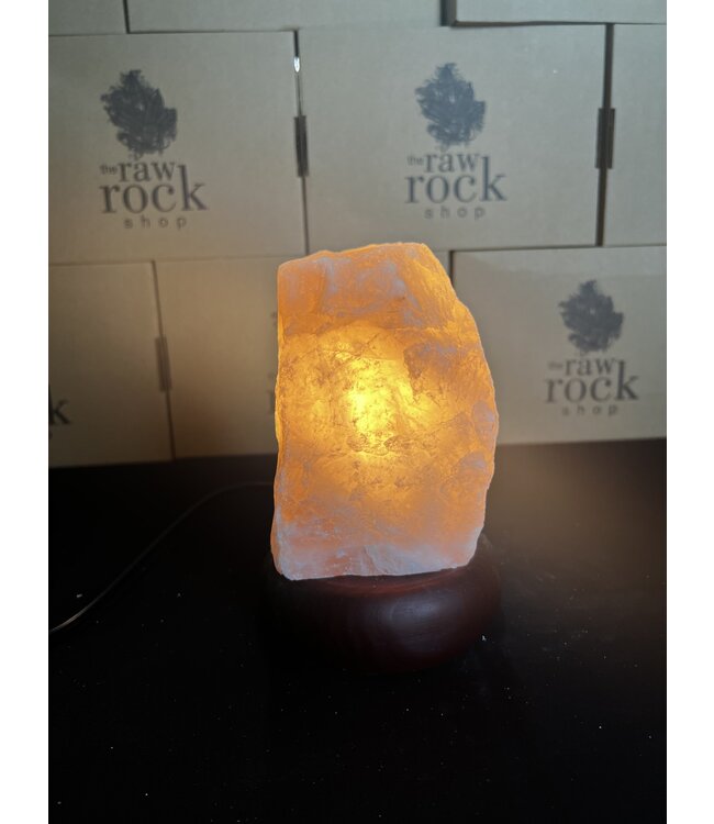 Rose Quartz Lamp, wooden base with Standard bulb/cord, #46, 2.092kg *disc.*