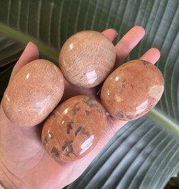 Peach Moonstone Palm Stone, Size Medium [100-124gr]