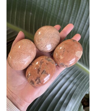Peach Moonstone Palm Stone, Size Medium [100-124gr]