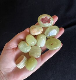 Green Banded Onyx Tumbled Stones, Size Medium, purchase individual or bulk