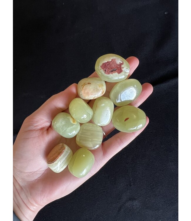 Green Banded Onyx Tumbled Stones, Size Medium, purchase individual or bulk