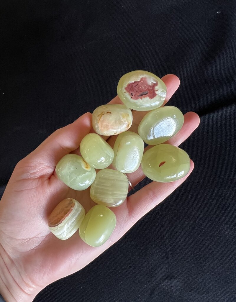 Green Banded Onyx Tumbled Stones, Size Medium, purchase individual or bulk