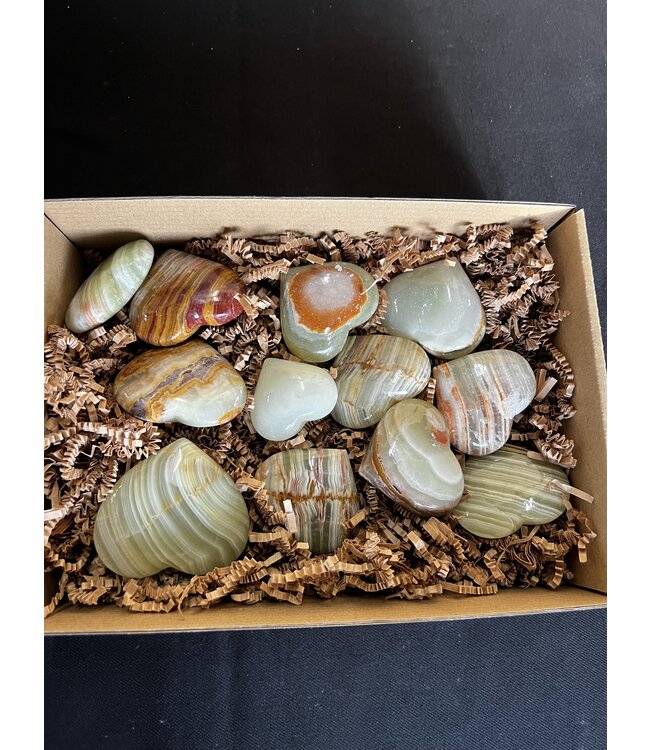 Green Banded Onyx Hearts 1KG bulk lot