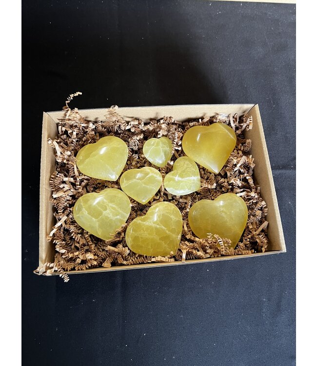 Lemon Calcite Hearts 1KG bulk lot