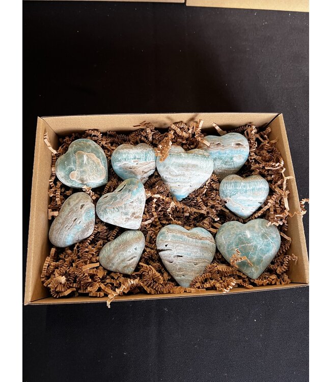 Blue Aragonite Hearts 1KG bulk lot