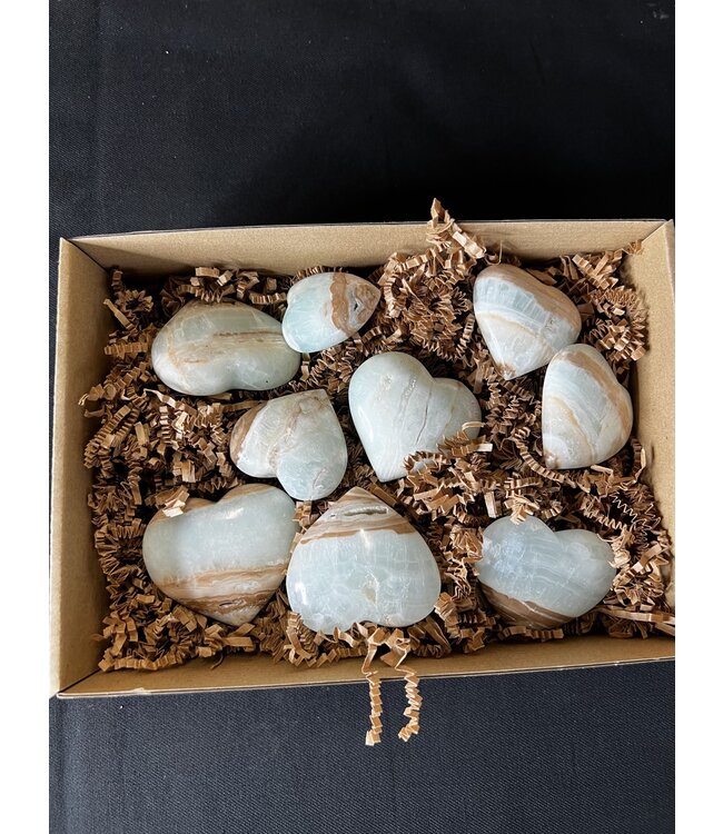 Caribbean Calcite Hearts 1KG bulk lot