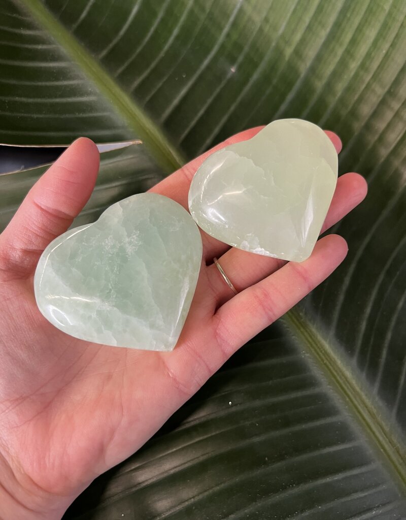 Pistachio Calcite Heart, Size Medium [100-124gr]